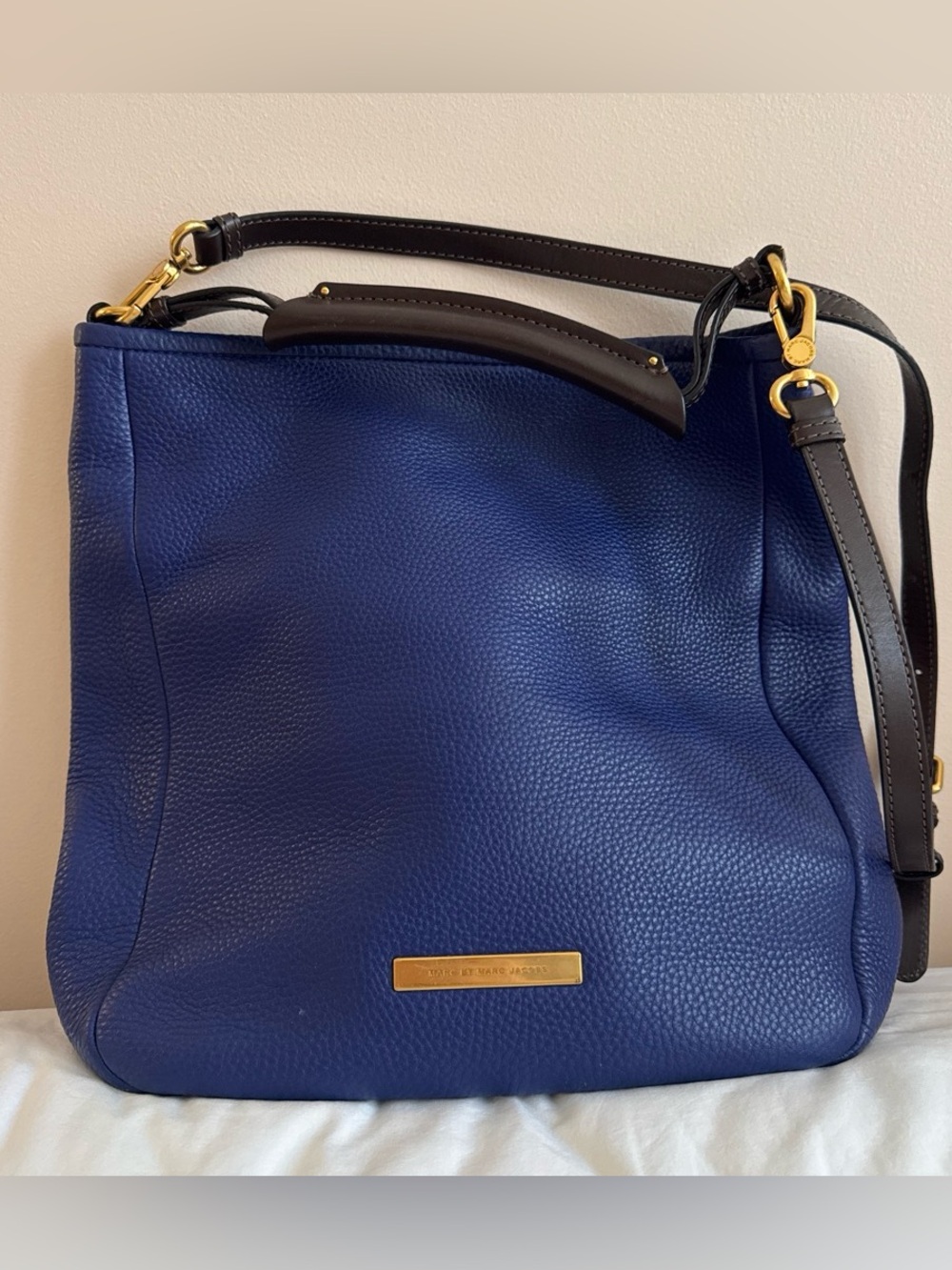 Vintage Marc by Marc Jacobs Navy Indigo Pebbled Leather Convertible Tote Purse